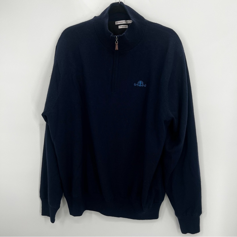 Peter Millar 100% Merino Wool Long Sleeve 1/4 Zip Pullover Sweater Fleece XL - Picture 2 of 6